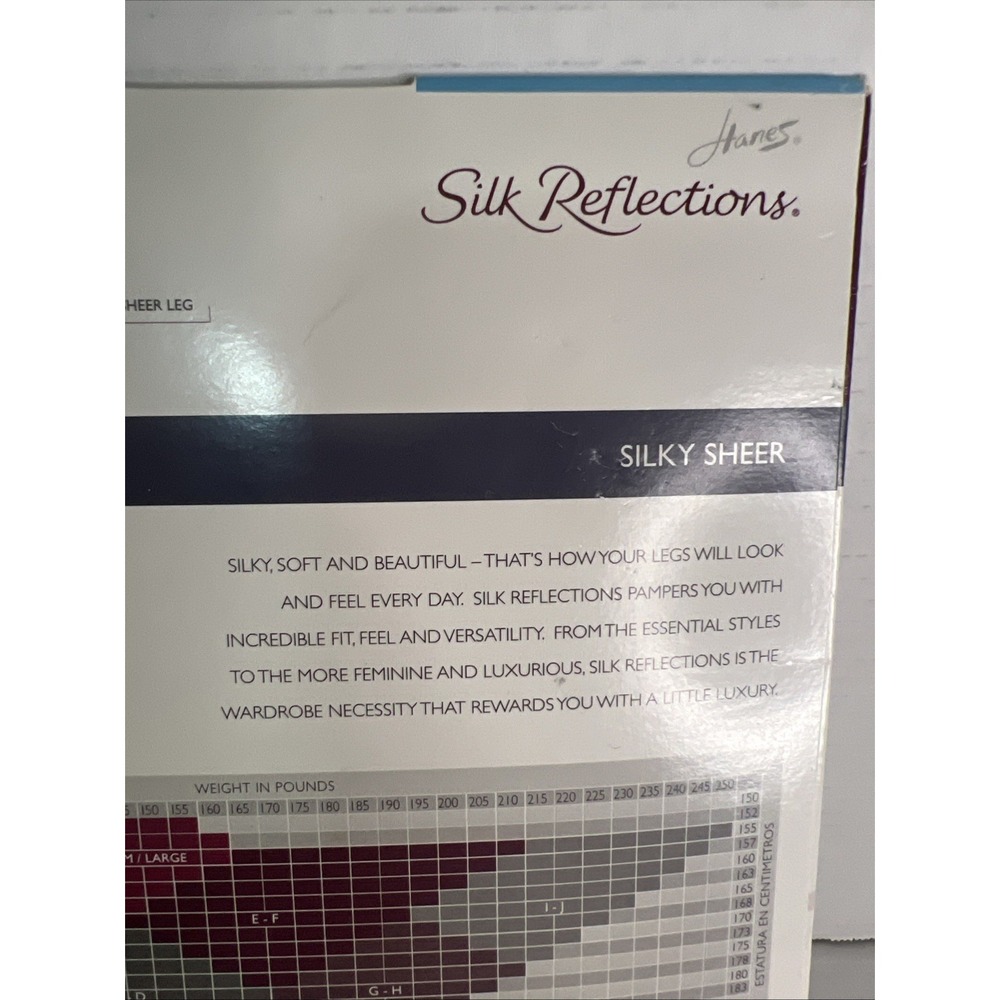 Hanes Silk Reflections Quicksilver Control Top Pantyhose Sandalfoot Sz EF #717 - Picture 7 of 8